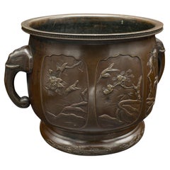 Antikes Pflanzgefäß, Japanisch, Bronze, dekorative Jardiniere, Edo, viktorianisch, um 1860