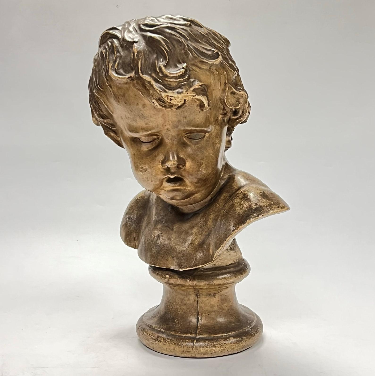 Grand Tour Antique plaster  Bust of Cupid After Francois Duquesnoy (1597-1643) For Sale