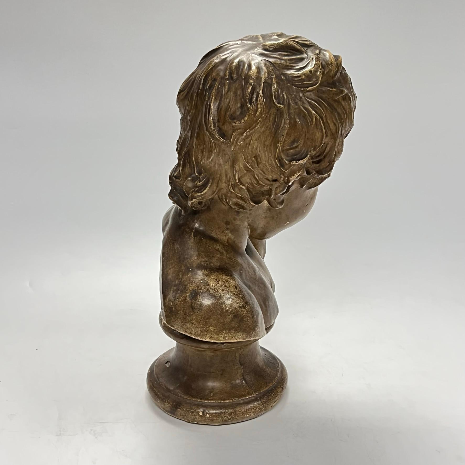 Antique plaster  Bust of Cupid After Francois Duquesnoy (1597-1643) In Good Condition For Sale In New York, NY