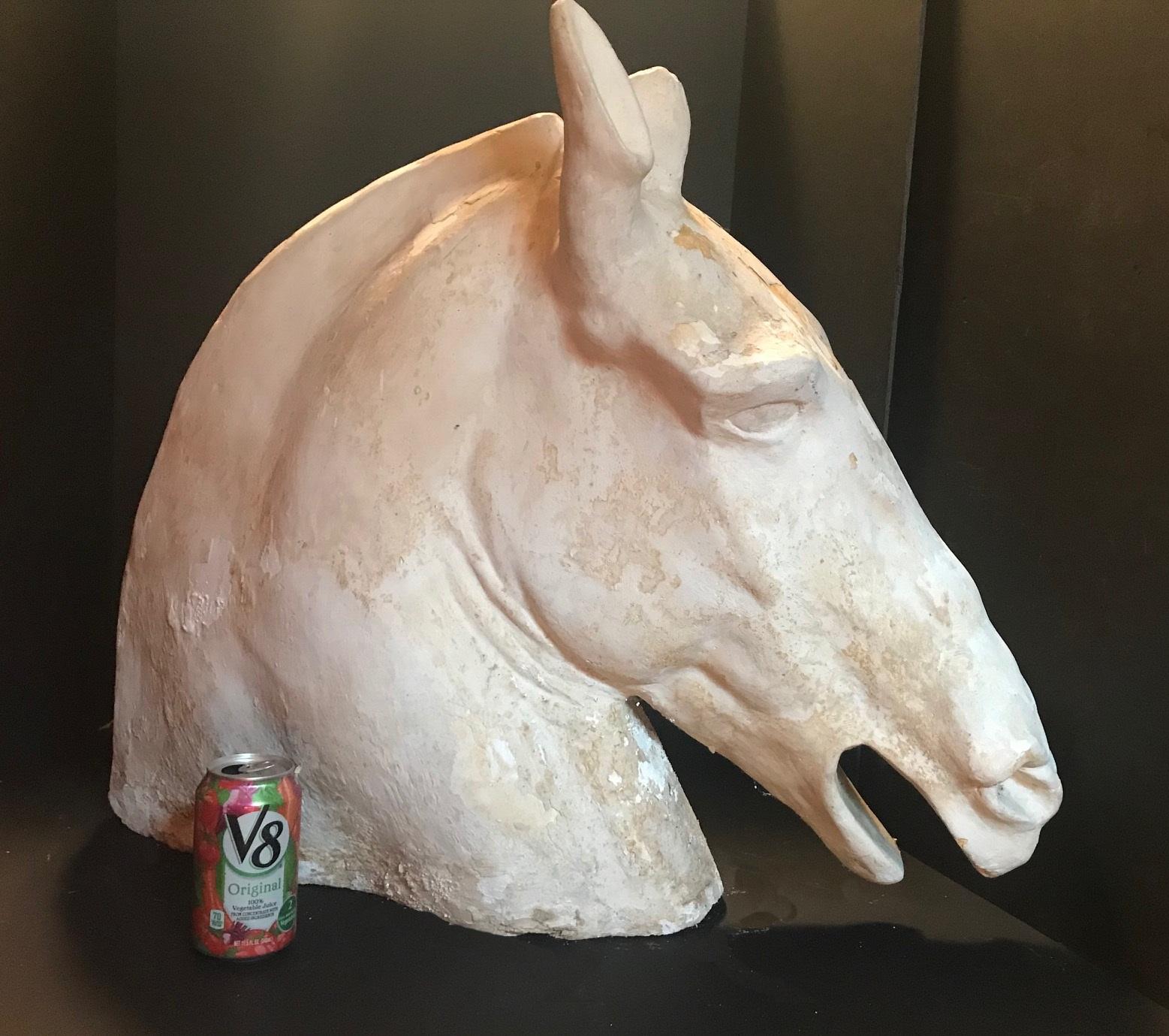 This is one of the most famous and popular plaster casts of the beautiful horse head of the chariot of Selene. It is made after a rescued marble sculpture from the Parthenon in Athens, Greece. This cast is from the 19th century, which is an