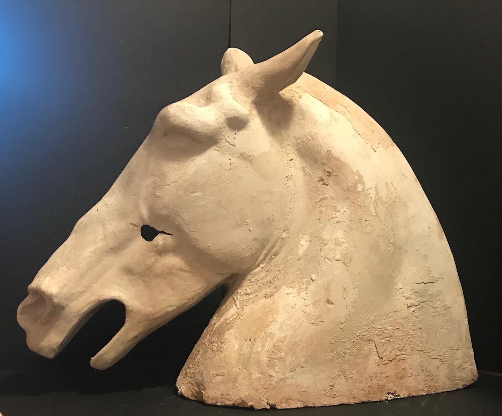 English Antique Plaster Cast of the Parthenon Selene Horse Head