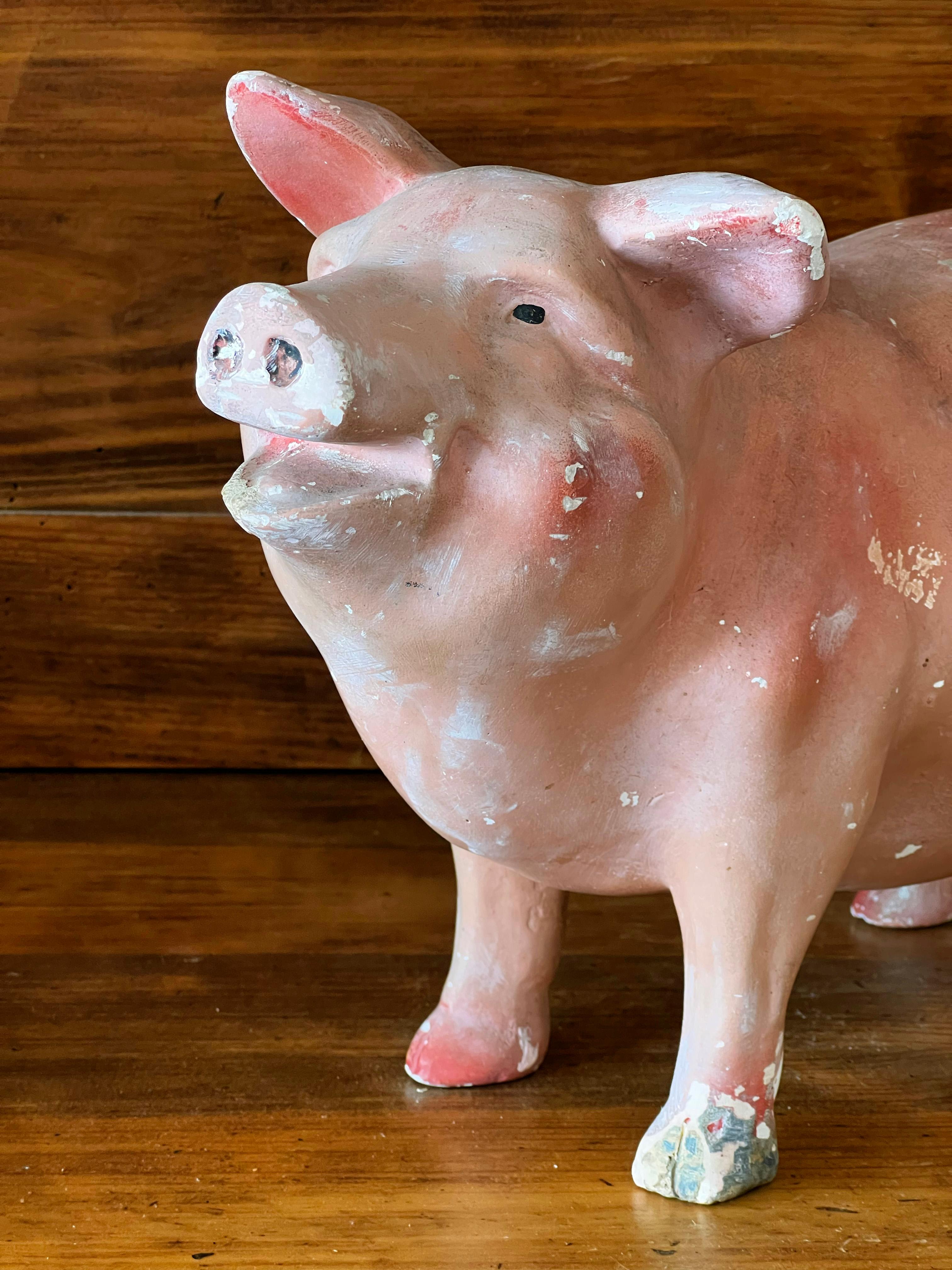 Painted Antique plaster display case from a French butcher's shop, early 20th century For Sale