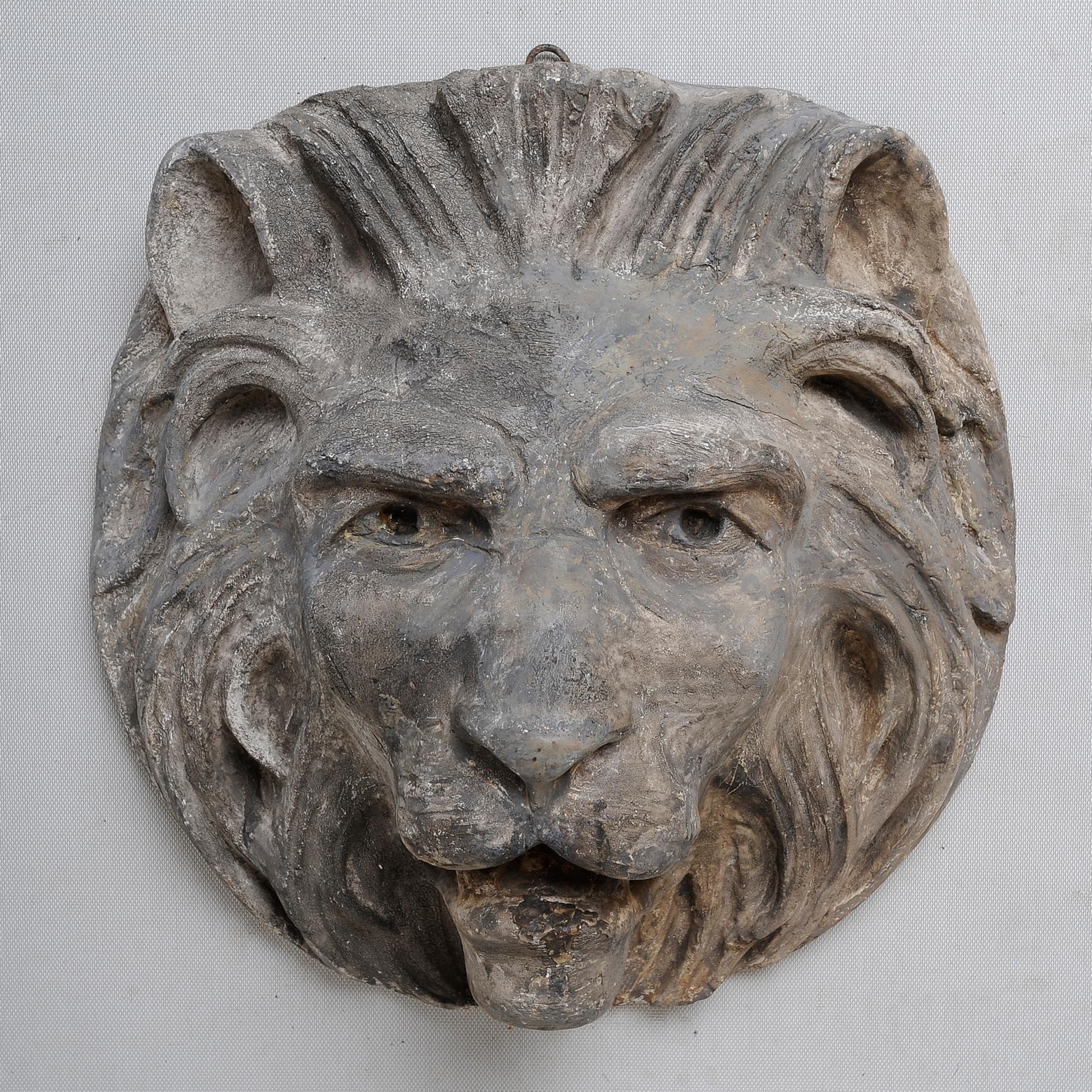 19th Century Antique Plaster Lion Head For Sale