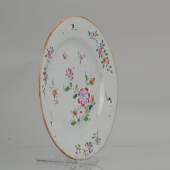 Antique Plat Crane Fencai Porcelain Famille Rose China Qianlong, 1736-1795