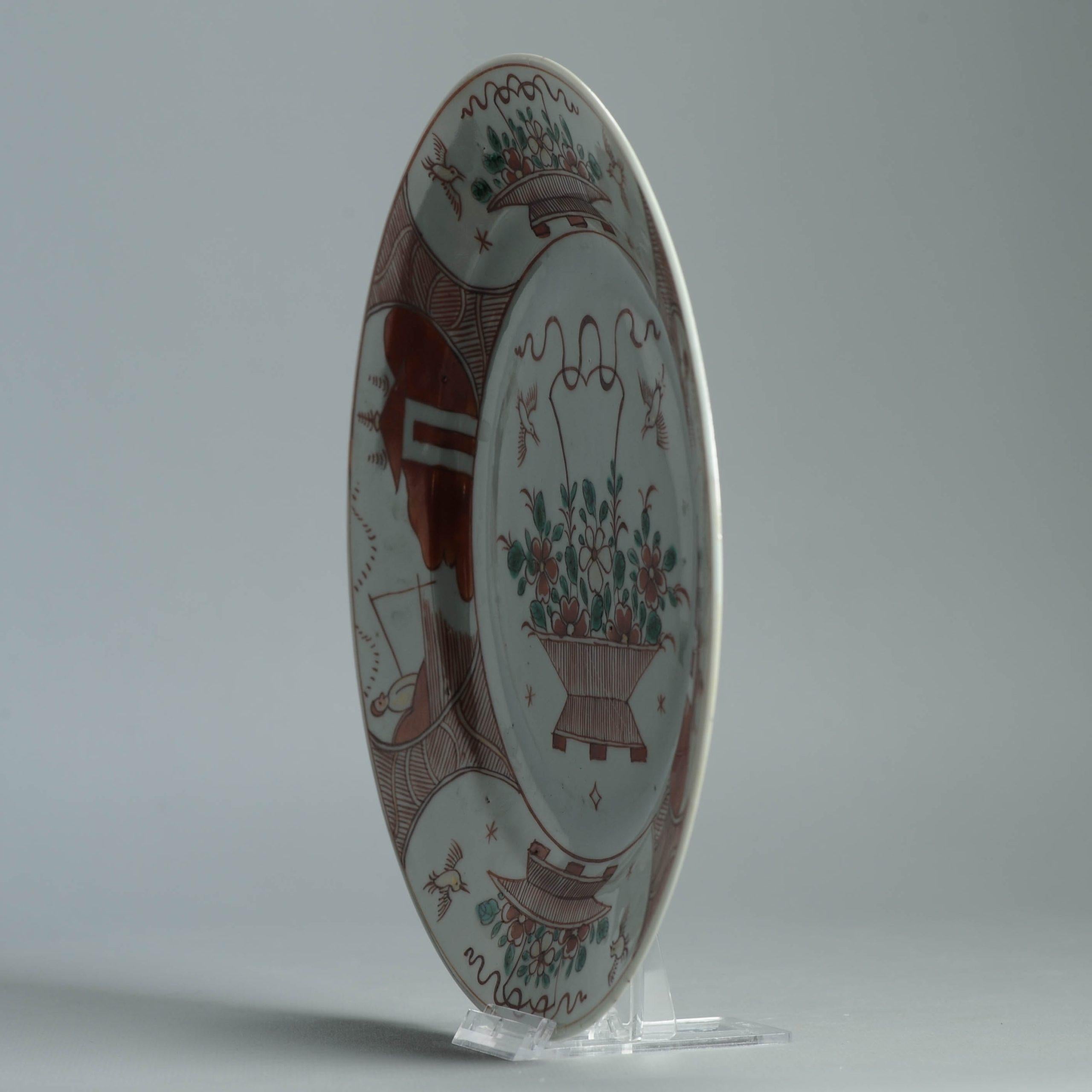 Antiker Teller 18. Jahrhundert Chinesisches Porzellan Amsterdam Bont Dekorierter Teller im Angebot 8