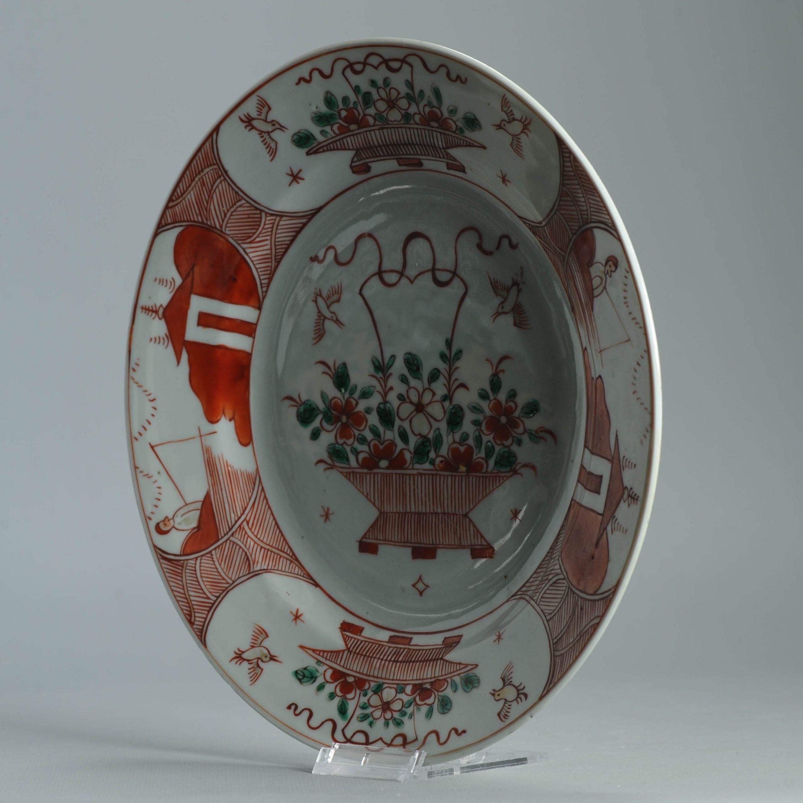 Antiker Teller 18. Jahrhundert Chinesisches Porzellan Amsterdam Bont Dekorierter Teller im Angebot 9