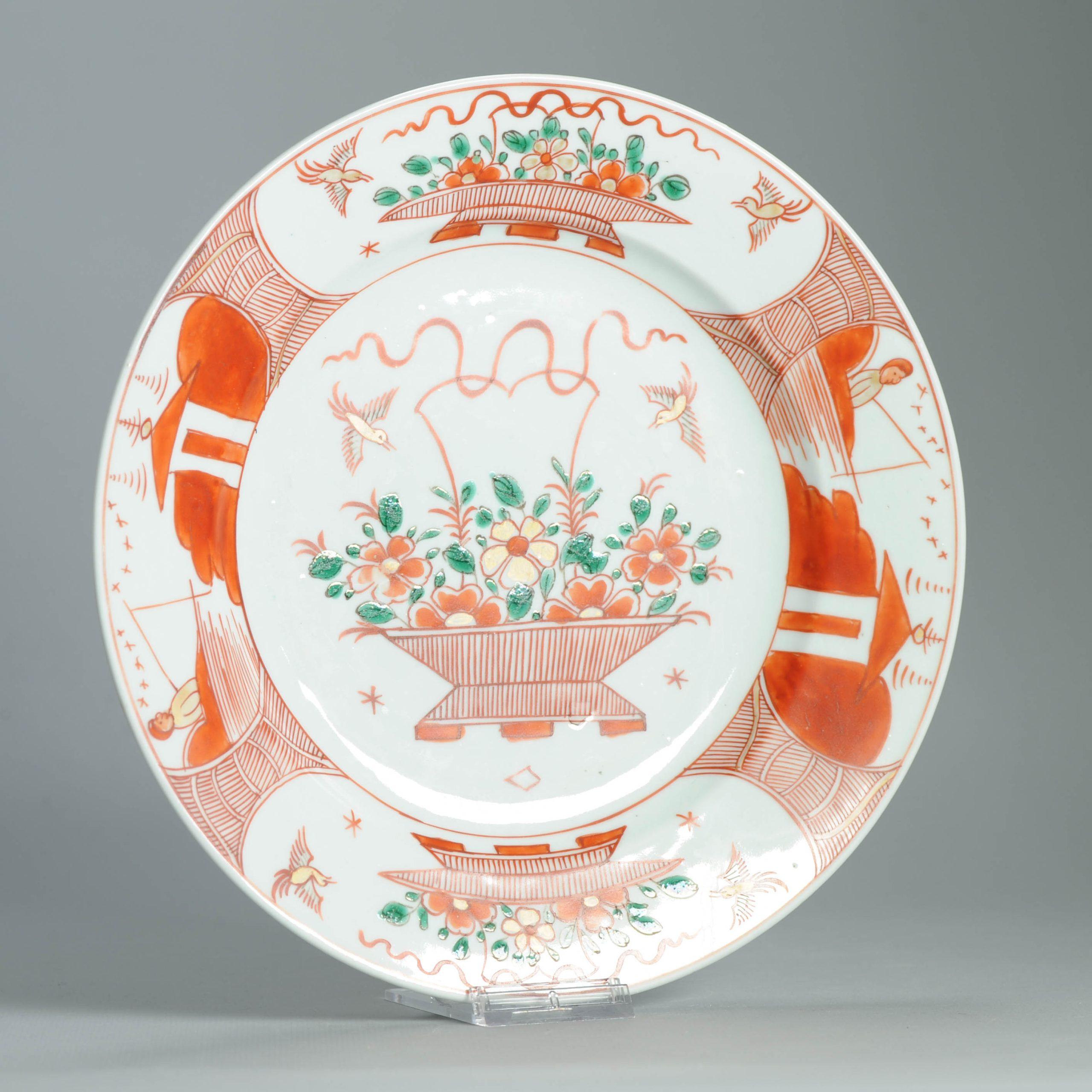 Antiker Teller 18. Jahrhundert Chinesisches Porzellan Amsterdam Bont Dekorierter Teller (Qing-Dynastie) im Angebot