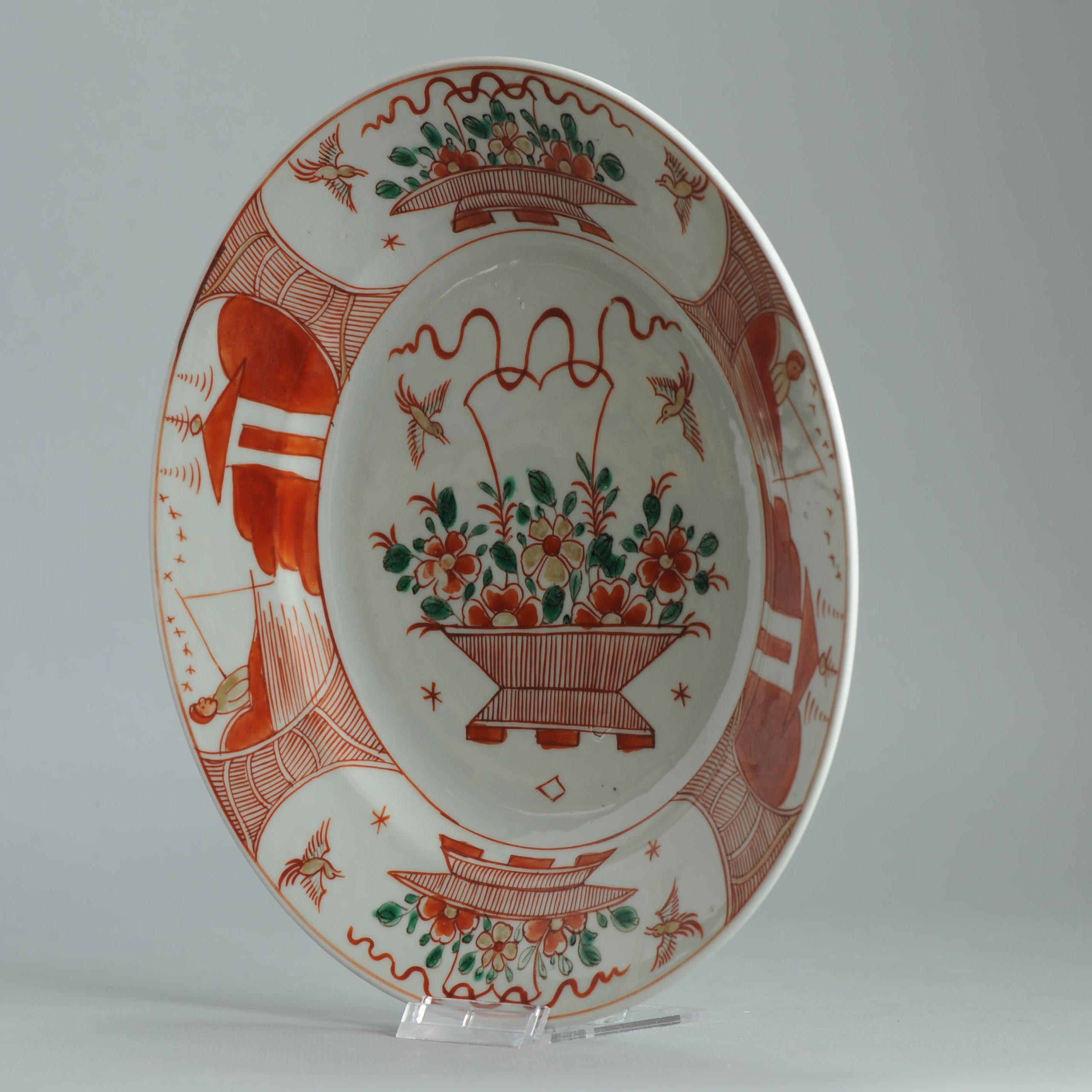 Antiker Teller 18. Jahrhundert Chinesisches Porzellan Amsterdam Bont Dekorierter Teller im Angebot 1