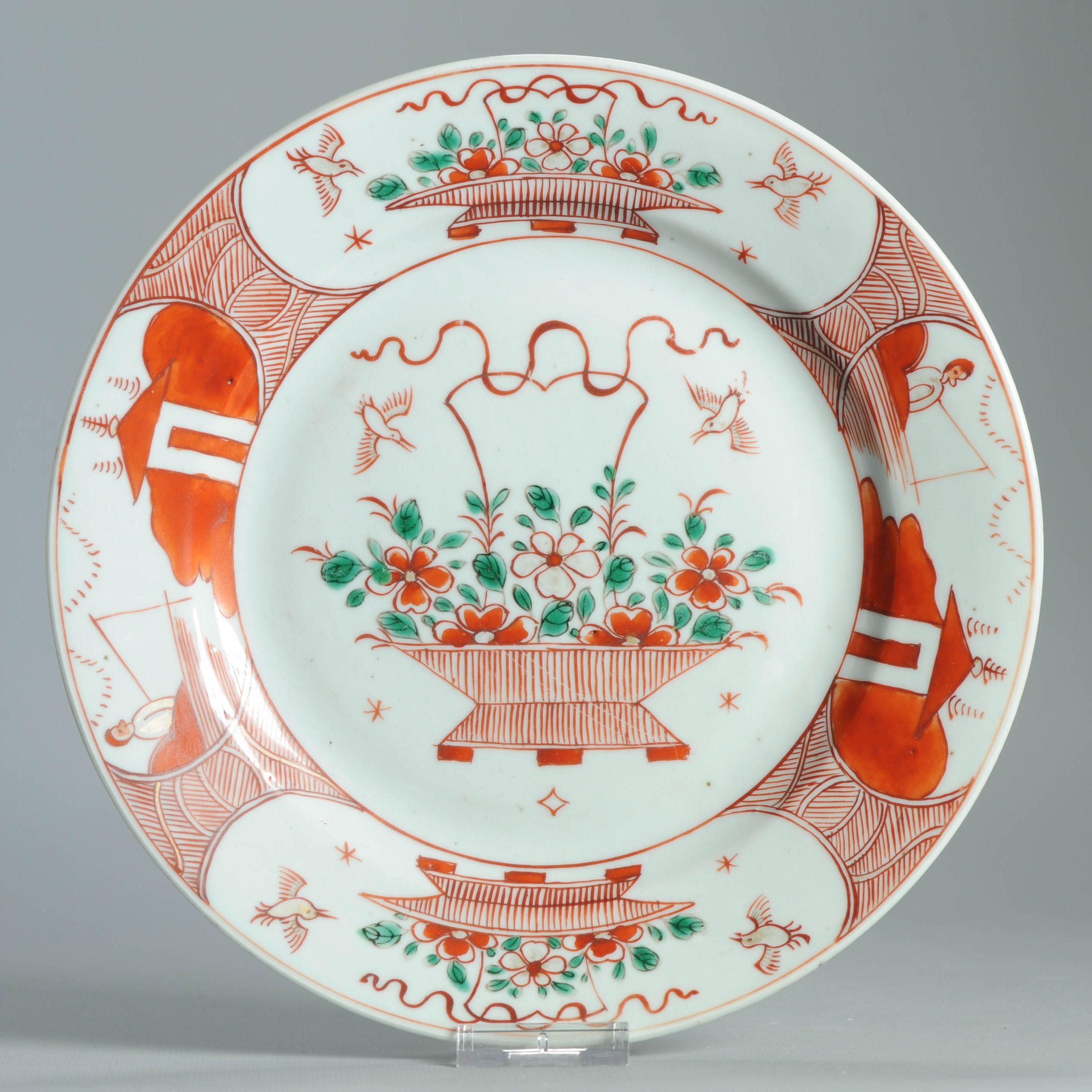 Antiker Teller 18. Jahrhundert Chinesisches Porzellan Amsterdam Bont Dekorierter Teller im Angebot 1