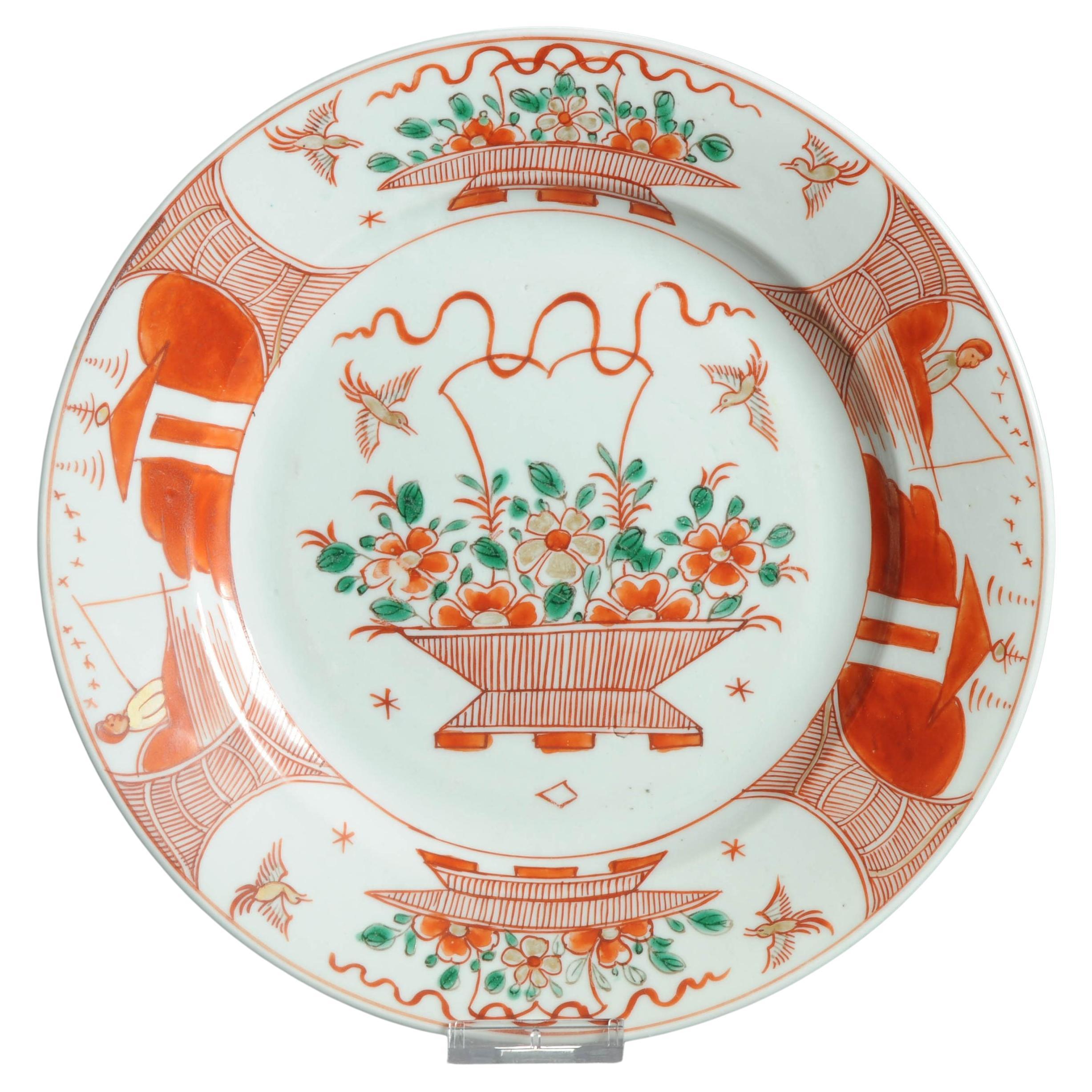 Antiker Teller 18. Jahrhundert Chinesisches Porzellan Amsterdam Bont Dekorierter Teller