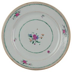 Antique Plate Flowers Fencai Porcelain Famille Rose China Qianlong, 1736-1795