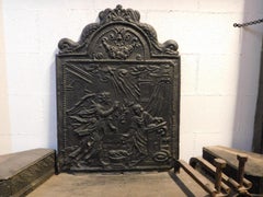 Antique plate for fireplace made of cast iron