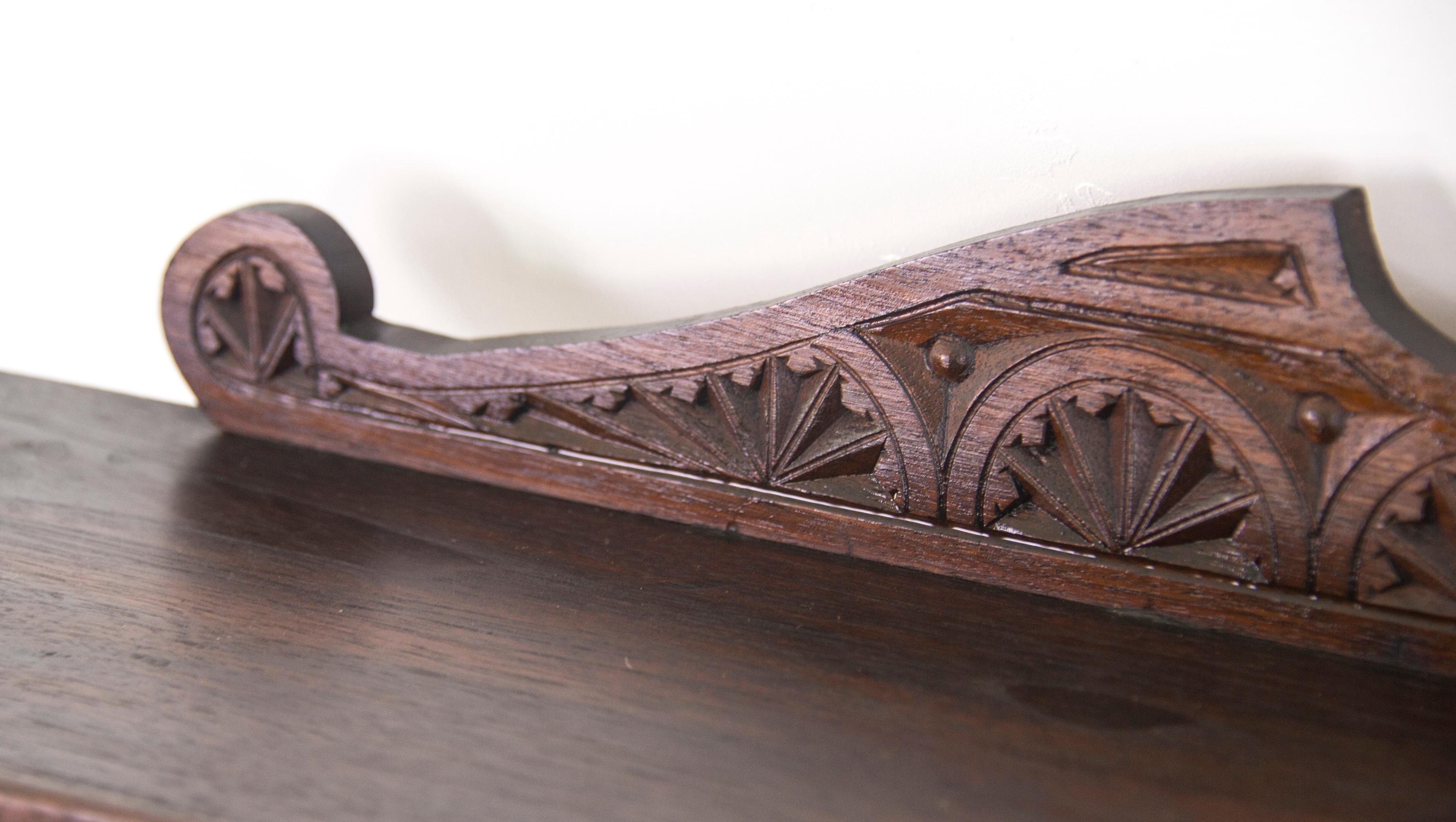 Hand-Crafted Antique Plate Rack, Solid Walnut, Victorian, Chip Carved, Hanging Shelf REDUCED!