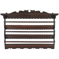 Antique Plate Rack, Solid Walnut, Victorian, Chip Carved, Hanging Shelf REDUCED!