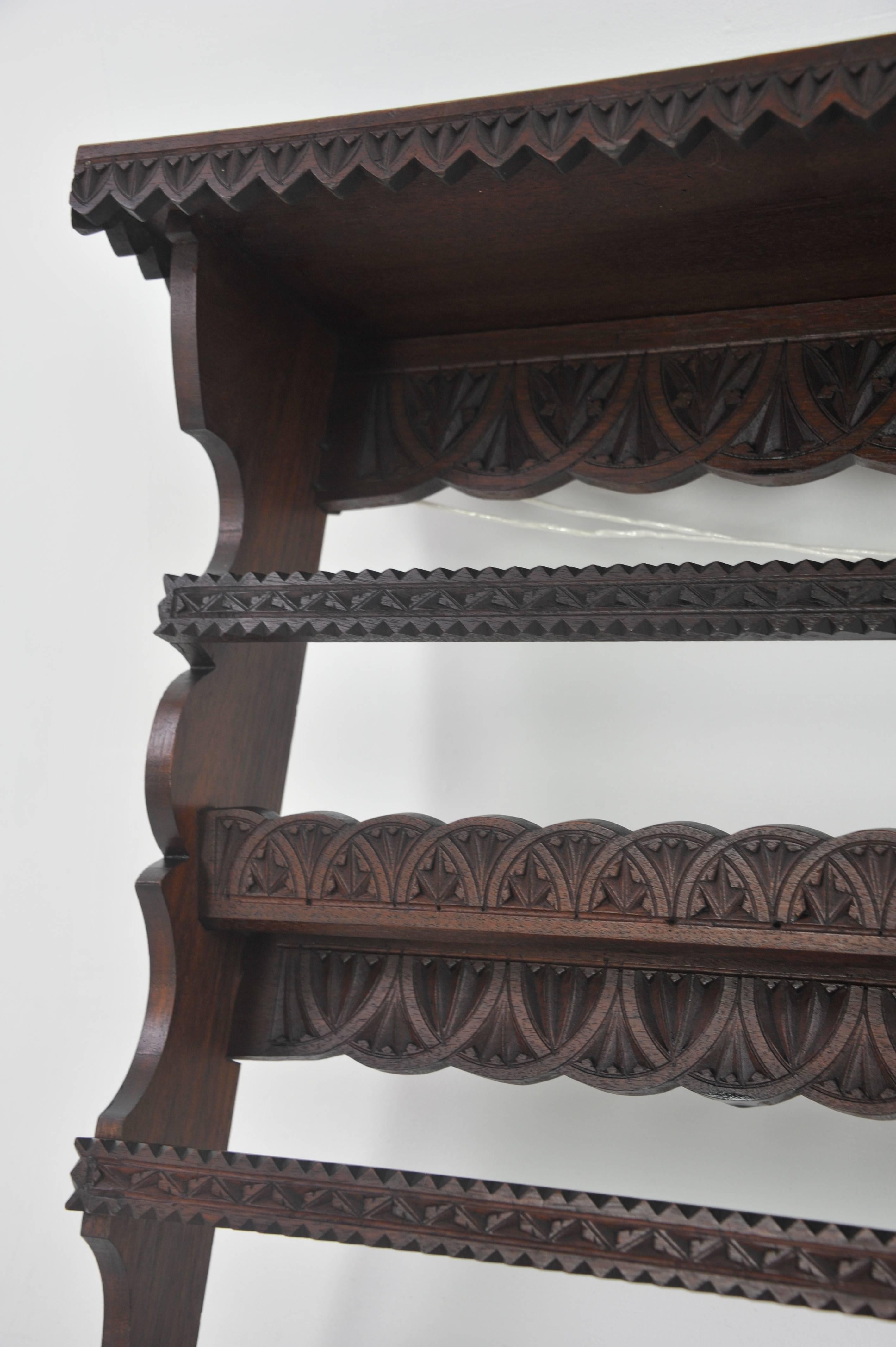 Scottish Antique Plate Rack, Solid Walnut, Victorian, Carved, Hanging Shelf B988A REDUCED
