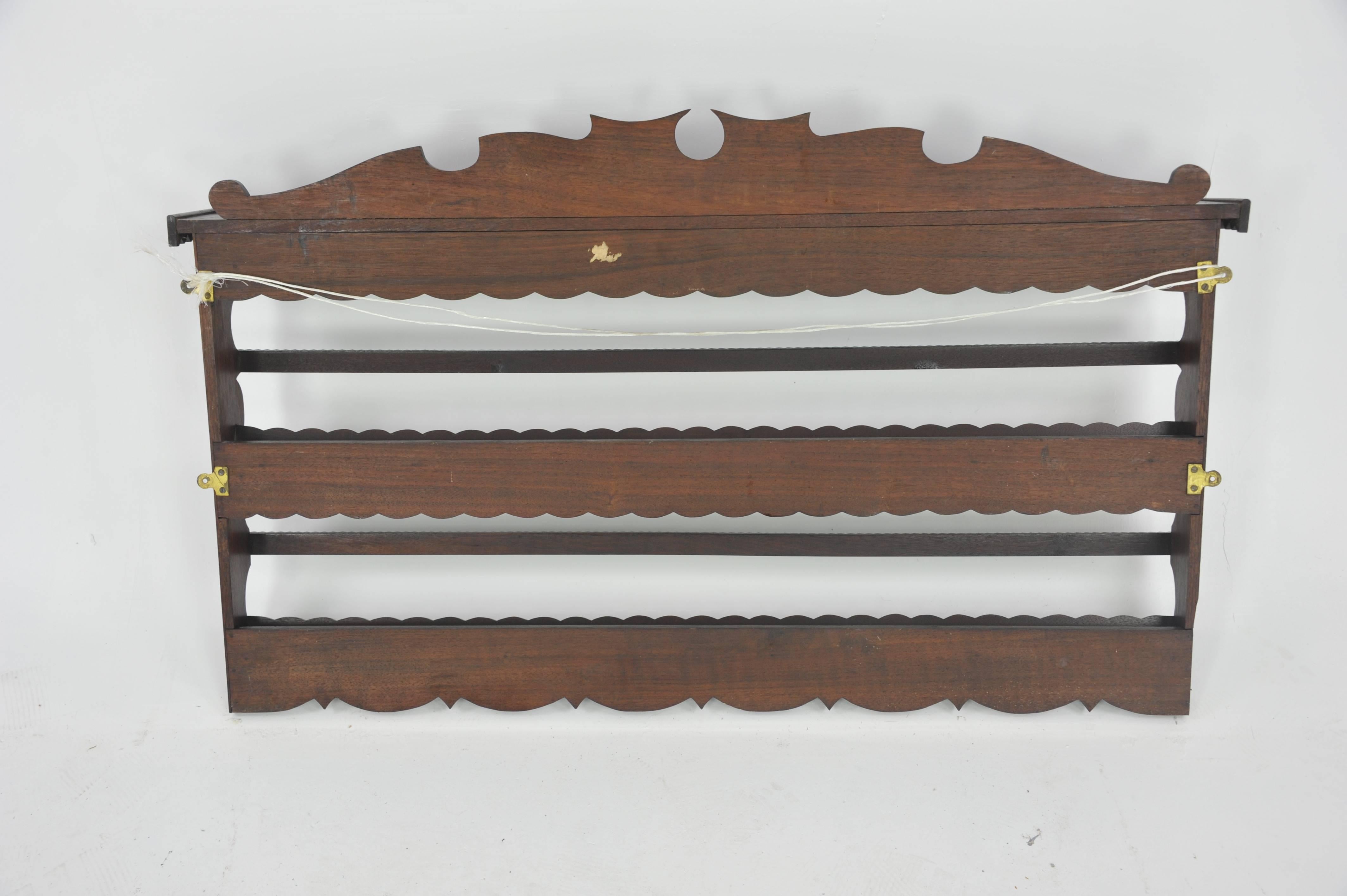 Antique Plate Rack, Solid Walnut, Victorian, Carved, Hanging Shelf B988A REDUCED In Excellent Condition In Vancouver, BC