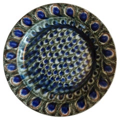 Antique plate with peacock pattern by Friedrich Festersen, Germany 1900s