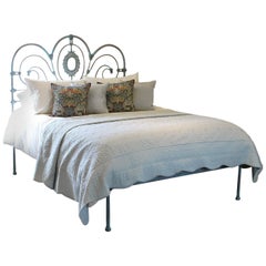 Antique Platform Bed in Blue Verdigris, MK175