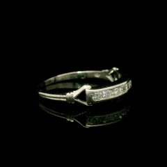 Antique Platinum 0.25ctw Fiery Old Single Cut Diamond Belt Buckle Band Ring