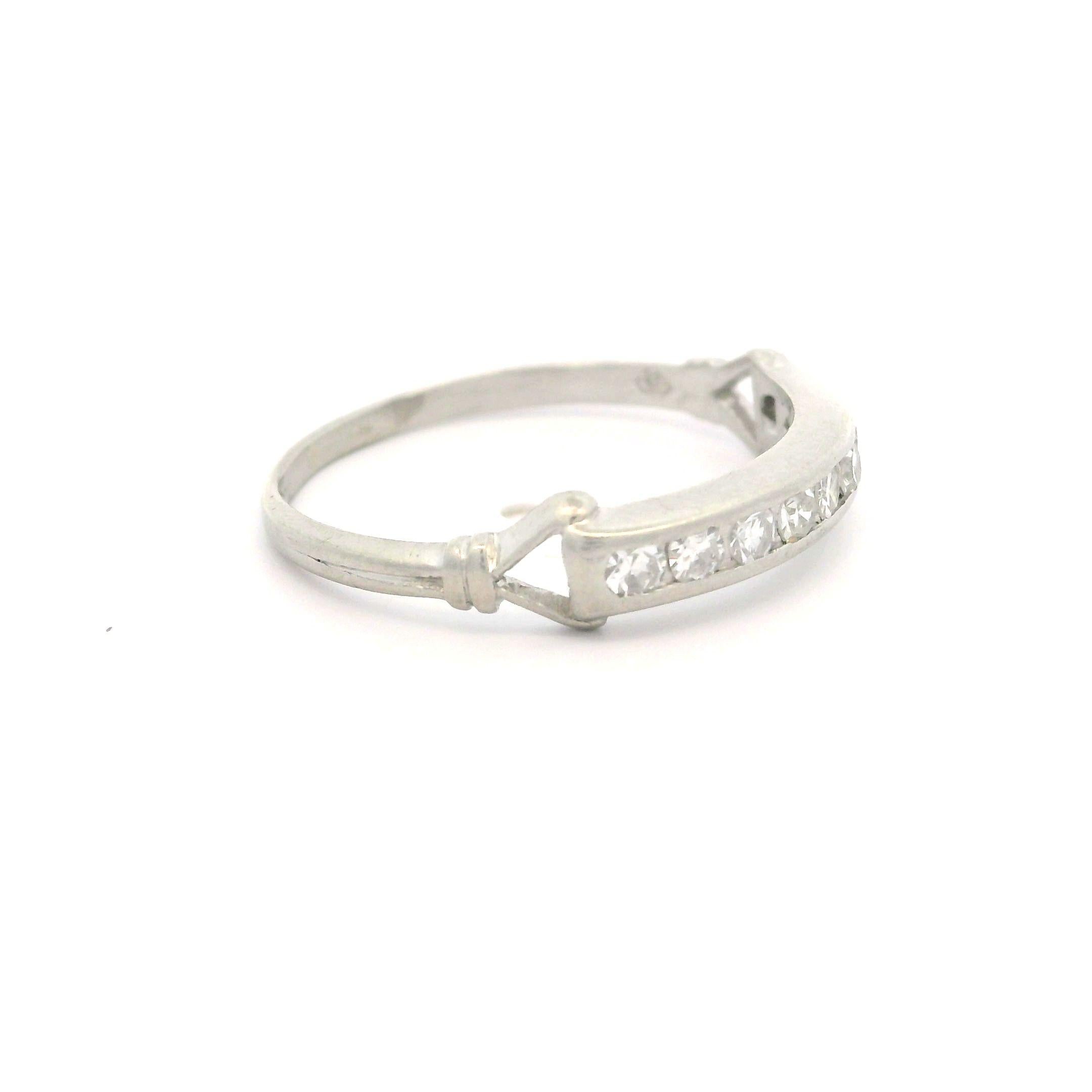 Antique Platinum 0.25ctw Fiery Old Single Cut Diamond Belt Buckle Band Ring For Sale 5