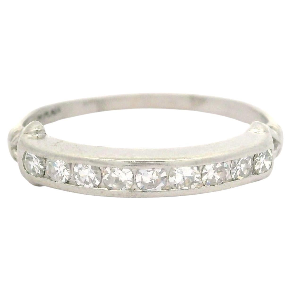 Antique Platinum 0.25ctw Fiery Old Single Cut Diamond Belt Buckle Band Ring For Sale