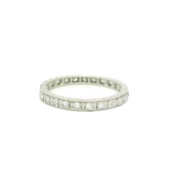 Antique Platinum 0.30ctw Diamond Engraved Sided Stack Eternity Band Ring sz 6.5