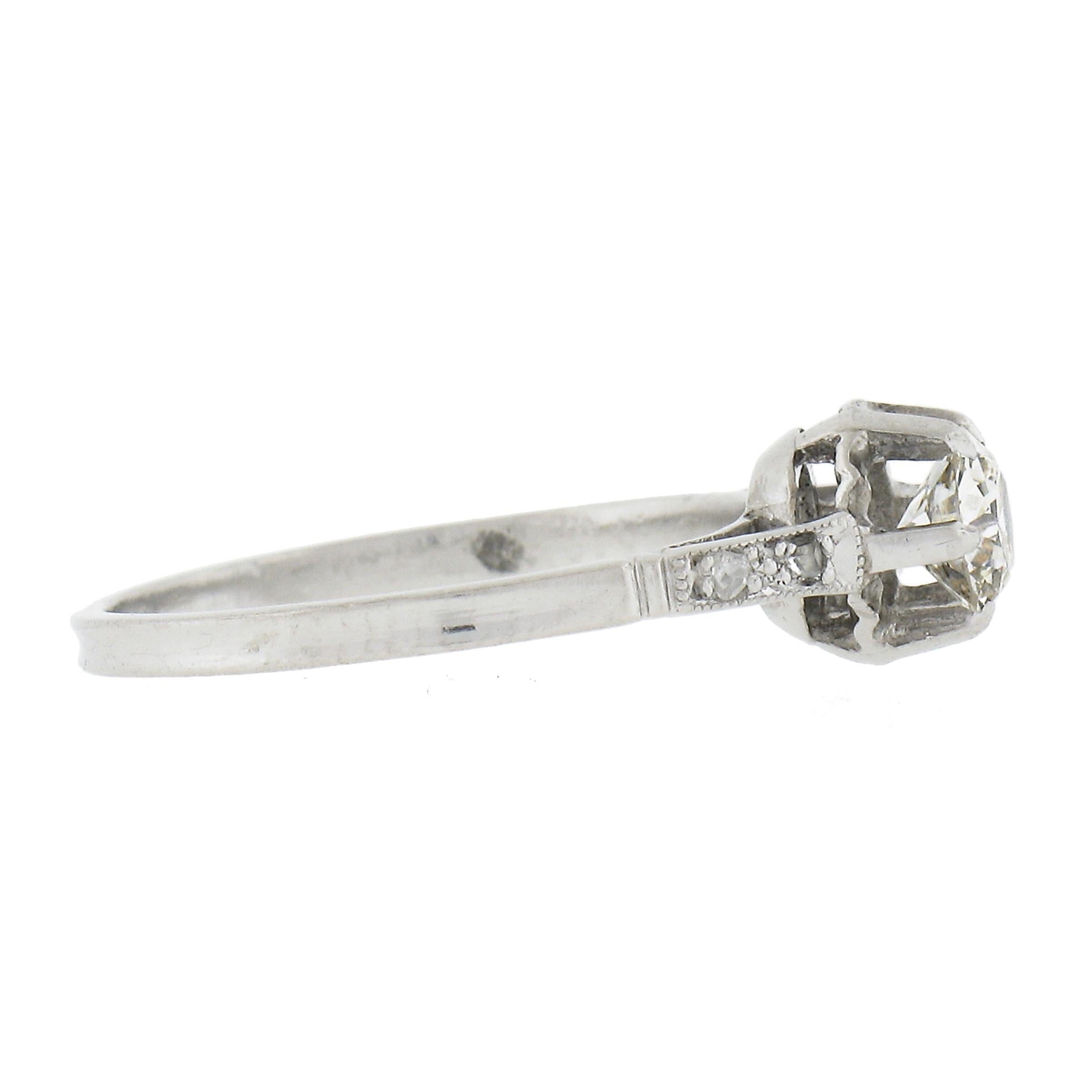 Women's Antique Platinum 0.38ct Old Cut Diamond Solitaire Engagement Or Promise Ring