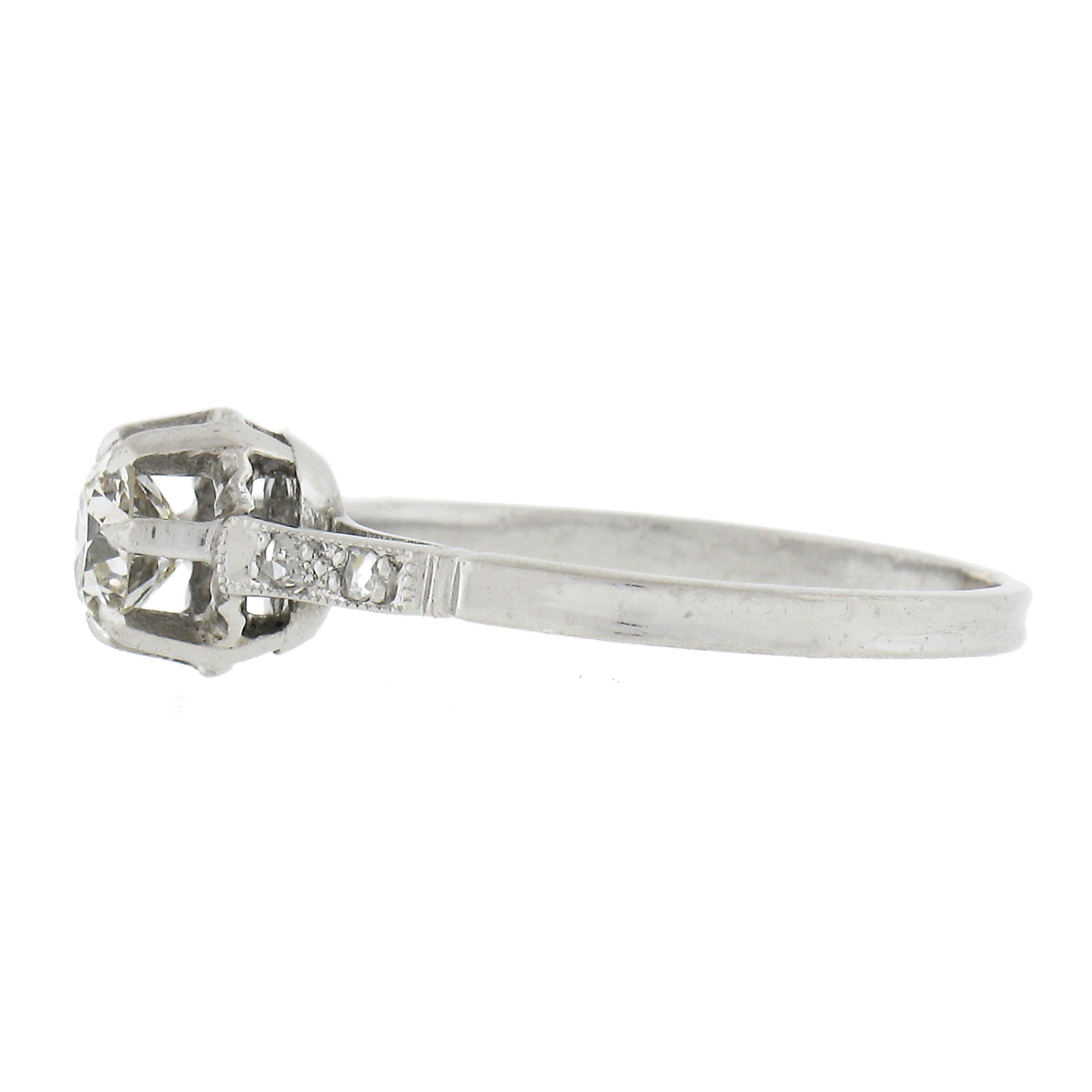 Antique Platinum 0.38ct Old Cut Diamond Solitaire Engagement Or Promise Ring 1