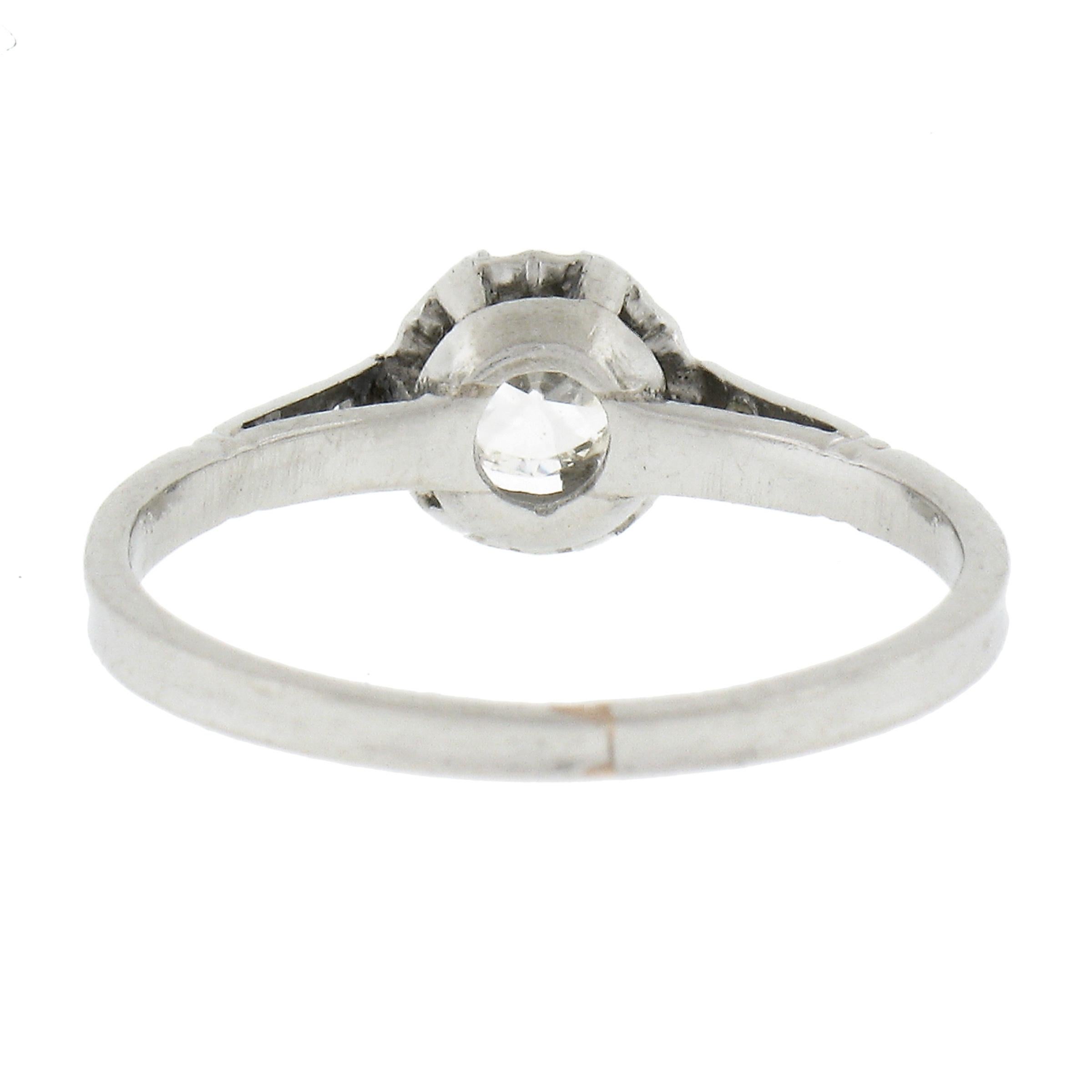 Antique Platinum 0.38ct Old Cut Diamond Solitaire Engagement Or Promise Ring 2
