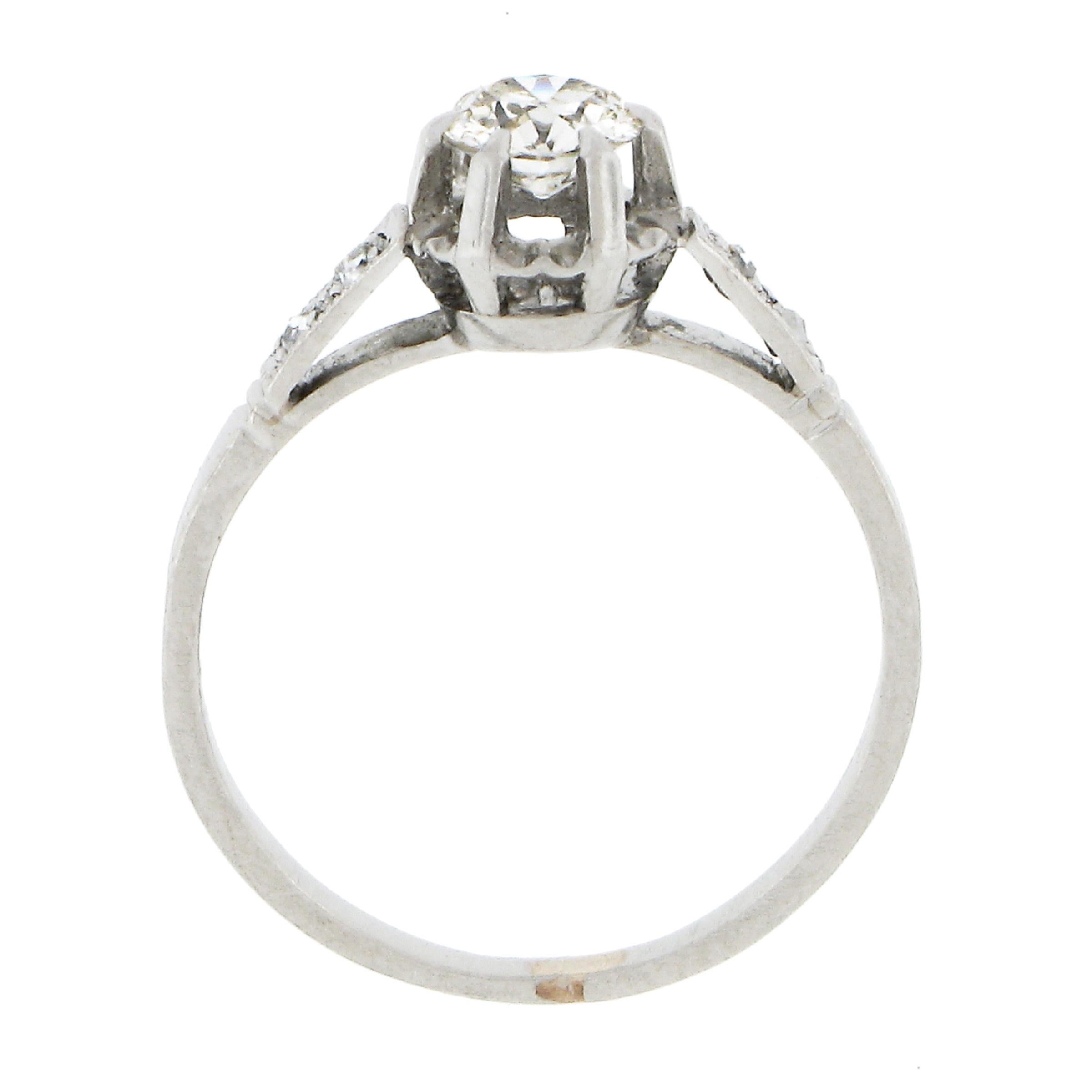 Antique Platinum 0.38ct Old Cut Diamond Solitaire Engagement Or Promise Ring 3
