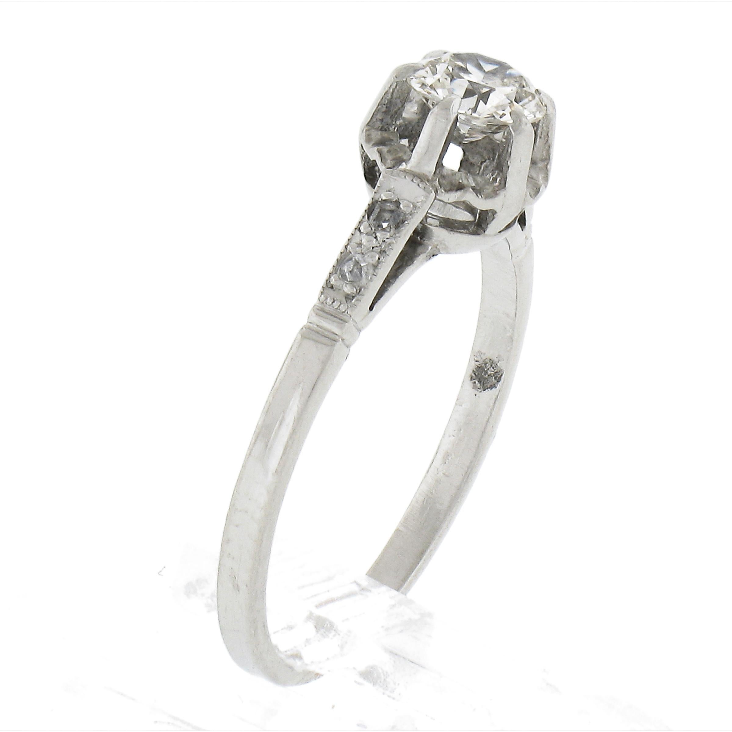 Antique Platinum 0.38ct Old Cut Diamond Solitaire Engagement Or Promise Ring 4