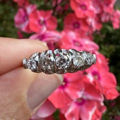 Antique Platinum 0.40ctw Old European Cut Diamond 5 Stone Band Ring