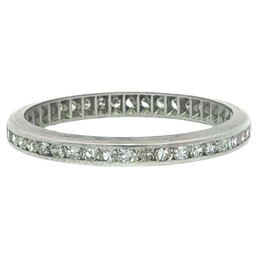 Antique Platinum 0.40ctw Old Single Cut Channel Set Diamond Eternity Band Ring