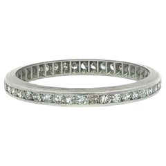 Antique Platinum 0.40ctw Old Single Cut Channel Set Diamond Eternity Band Ring
