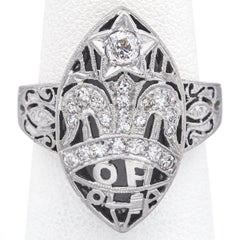 Antique Platinum 0.47 TCW Diamond Navette Cocktail Ring Size 6.25