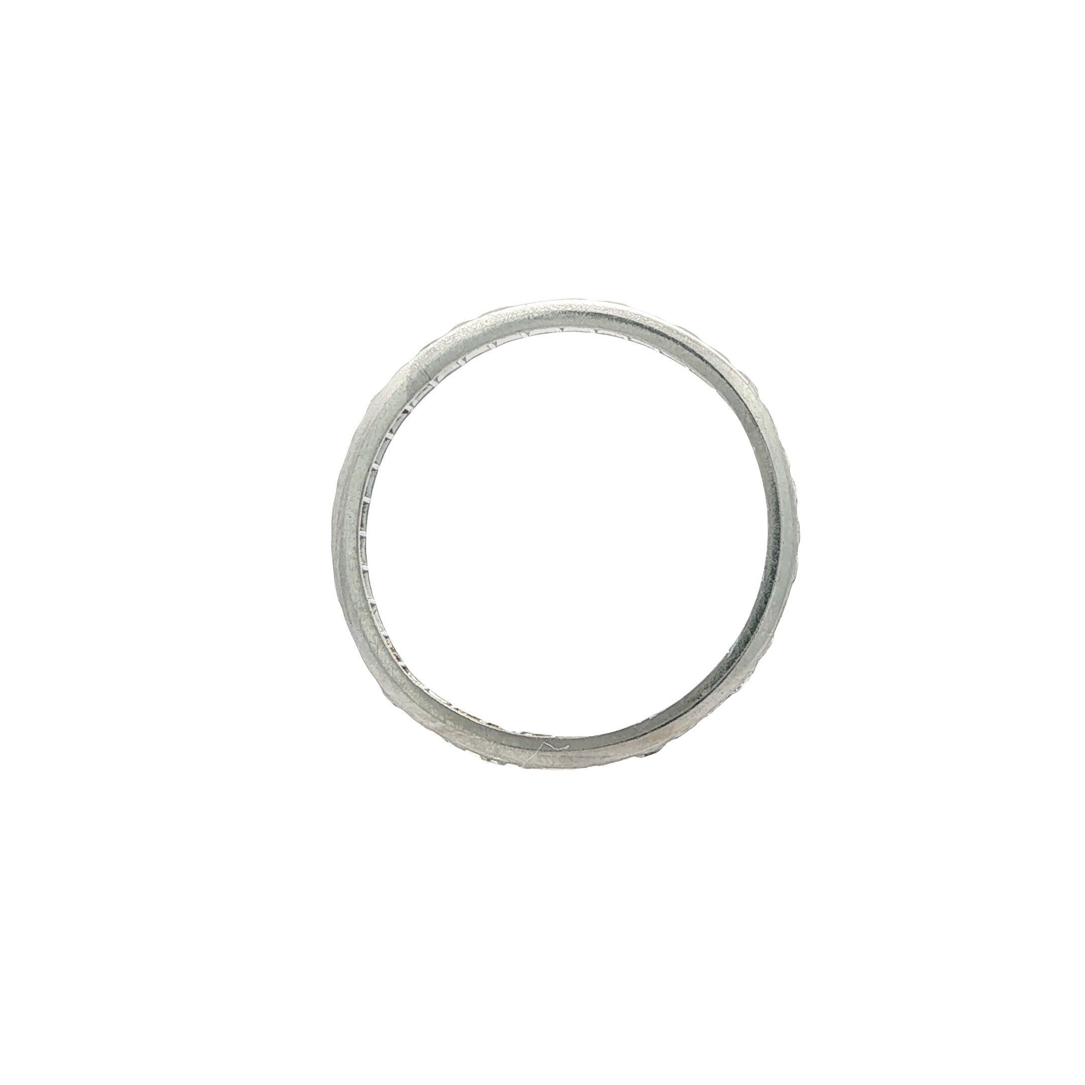Taglio singolo Anello di platino antico 0,55ctw Old Single Cut 2,4mm Stack Eternity Channel Band in vendita