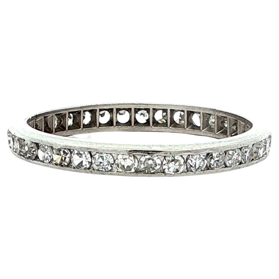 Bague en platine antique 0.55ctw Old Single Cut 2.4mm Stack Eternity Channel Band