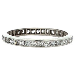 Antique Platinum 0.55ctw Old Single Cut 2.4mm Stack Eternity Channel Band Ring