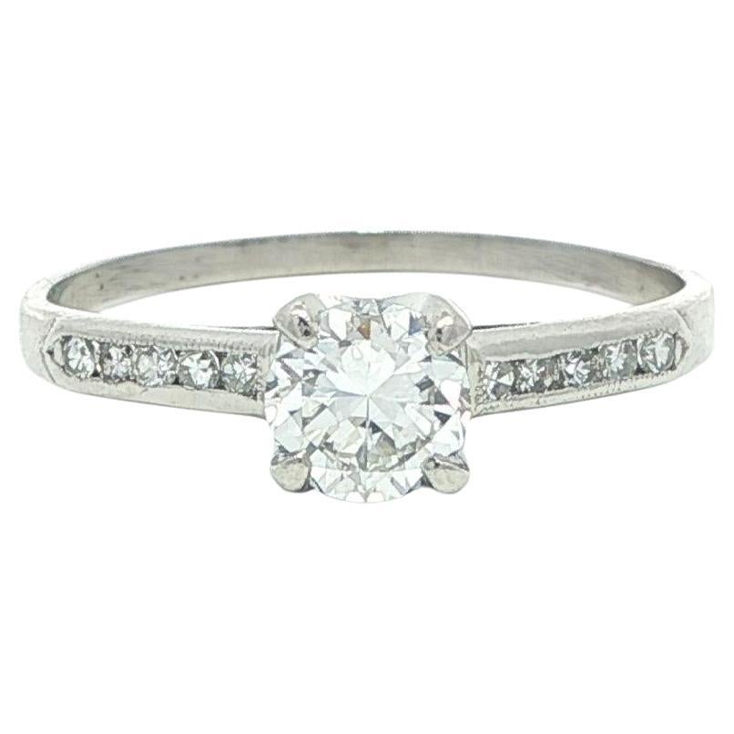 Antique Platinum 0.62ctw Old Diamond Solitaire Engagement or Promise Ring For Sale