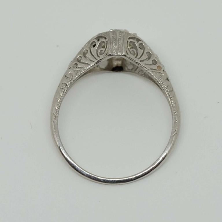 Art Deco Antique Platinum 0.67 Ct Natural Diamond Ring For Sale