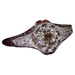 Antique Platinum 0.67 Ct Natural Diamond Ring Antique Platinum 0.67 Ct Natural Diamond Ring