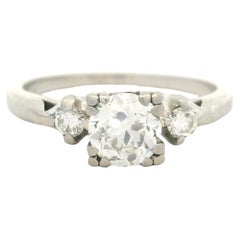 Antique Platinum 0.68ctw Old European Cut Diamond Solitaire Engagement Ring