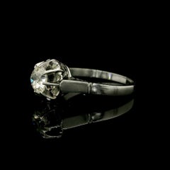 Antique Platinum 0.78ct Old Mine Cut Illusion Set Diamond Flower Solitaire Ring