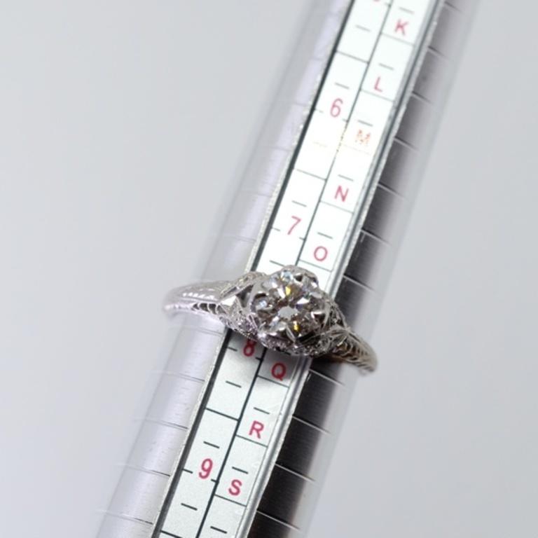 Antiker Platin-Ring mit 0,8 Karat Diamant (Brillantschliff) im Angebot