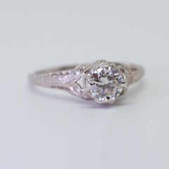 Antique Platinum 0.8 Ct Diamond Ring