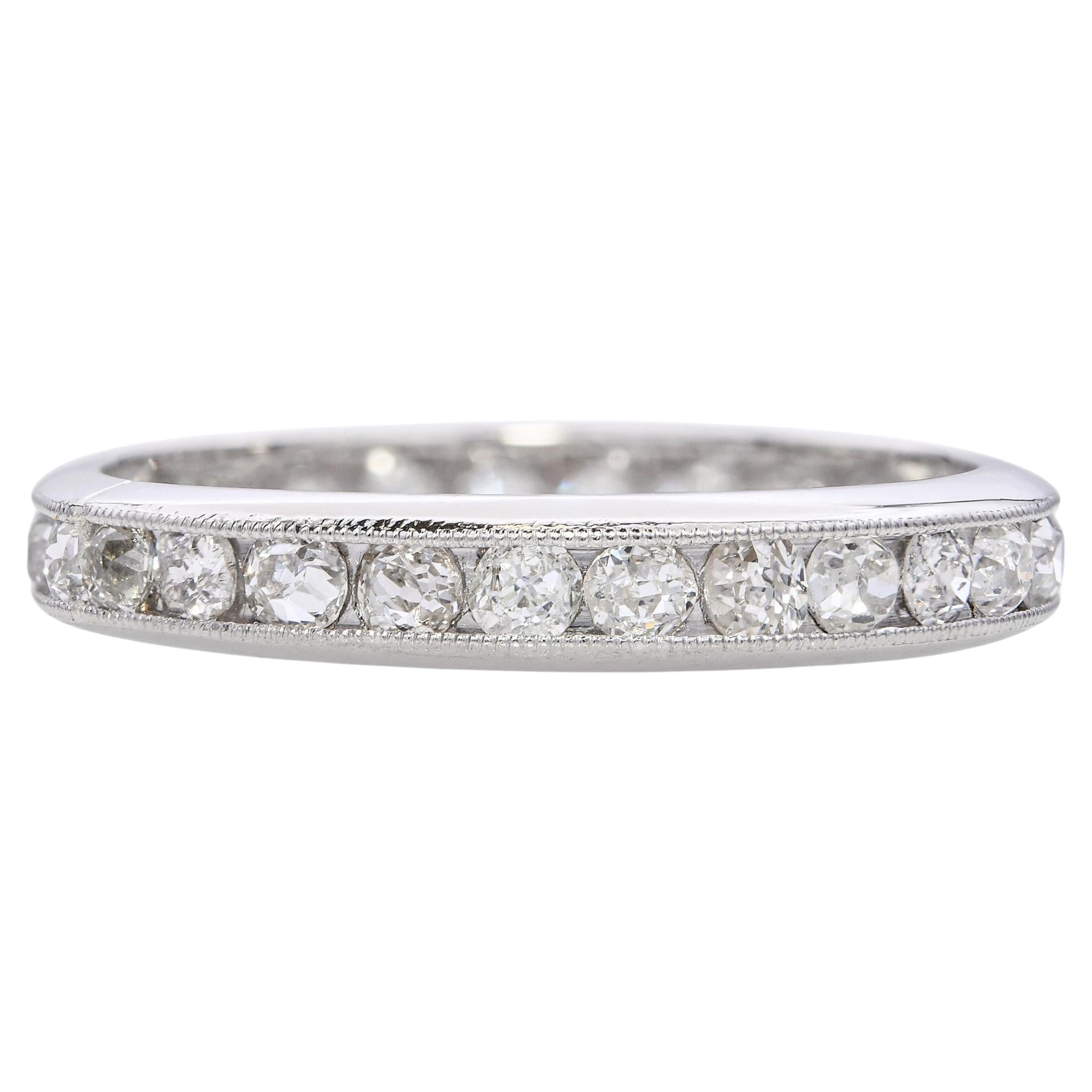 Antique Platinum 0.84tcw Old European Cut Diamond Eternity Band