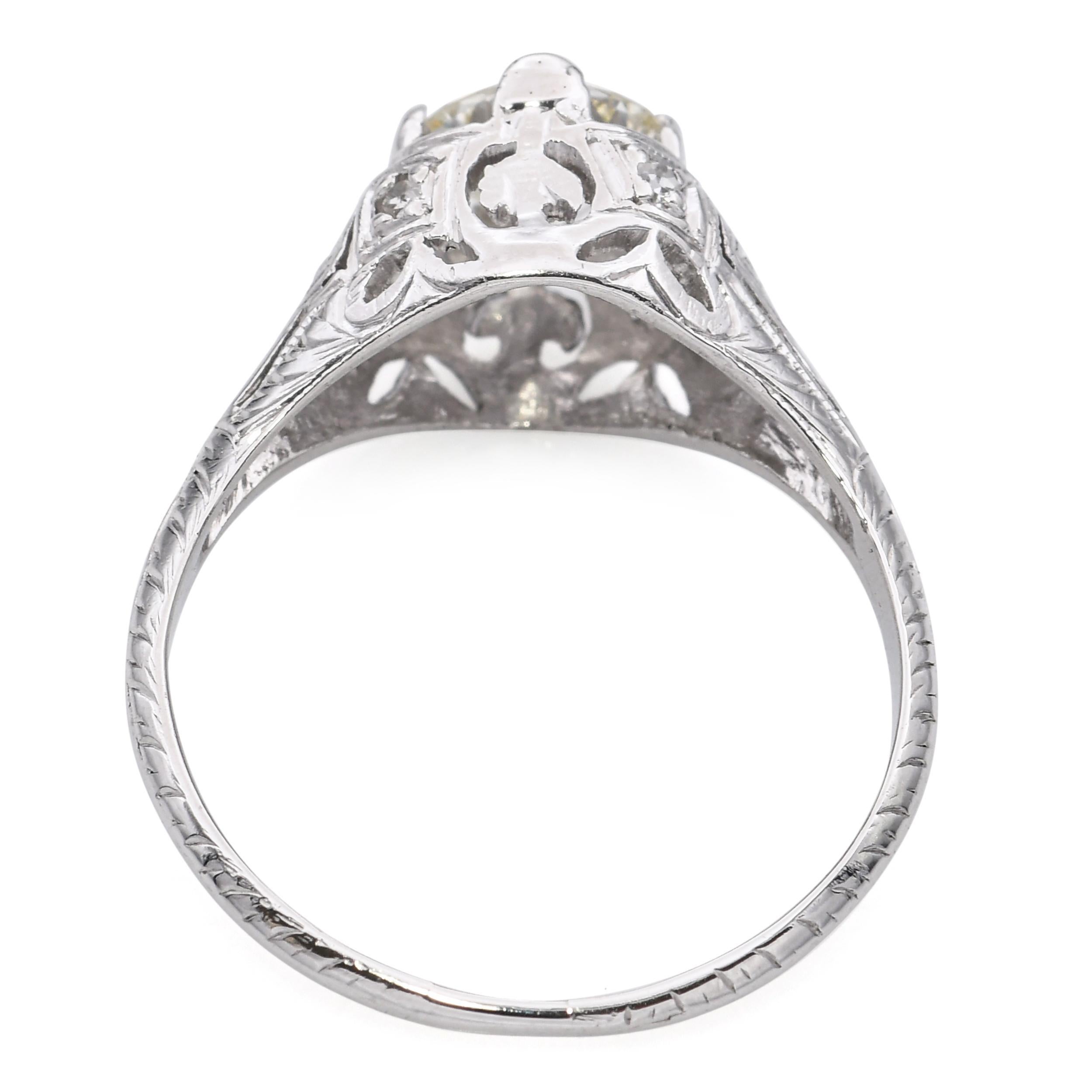 Bague de fiançailles en platine ancien 0.91ct L SI1 Diamond Pour femmes en vente