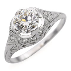 Antiker Platin 0,91ct L SI1 Diamant Verlobungsring GIA
