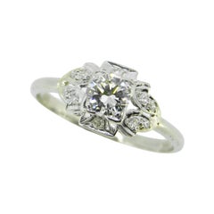 Vintage Platinum 1/2 Carat Genuine Natural Diamond Ring '#J4774'