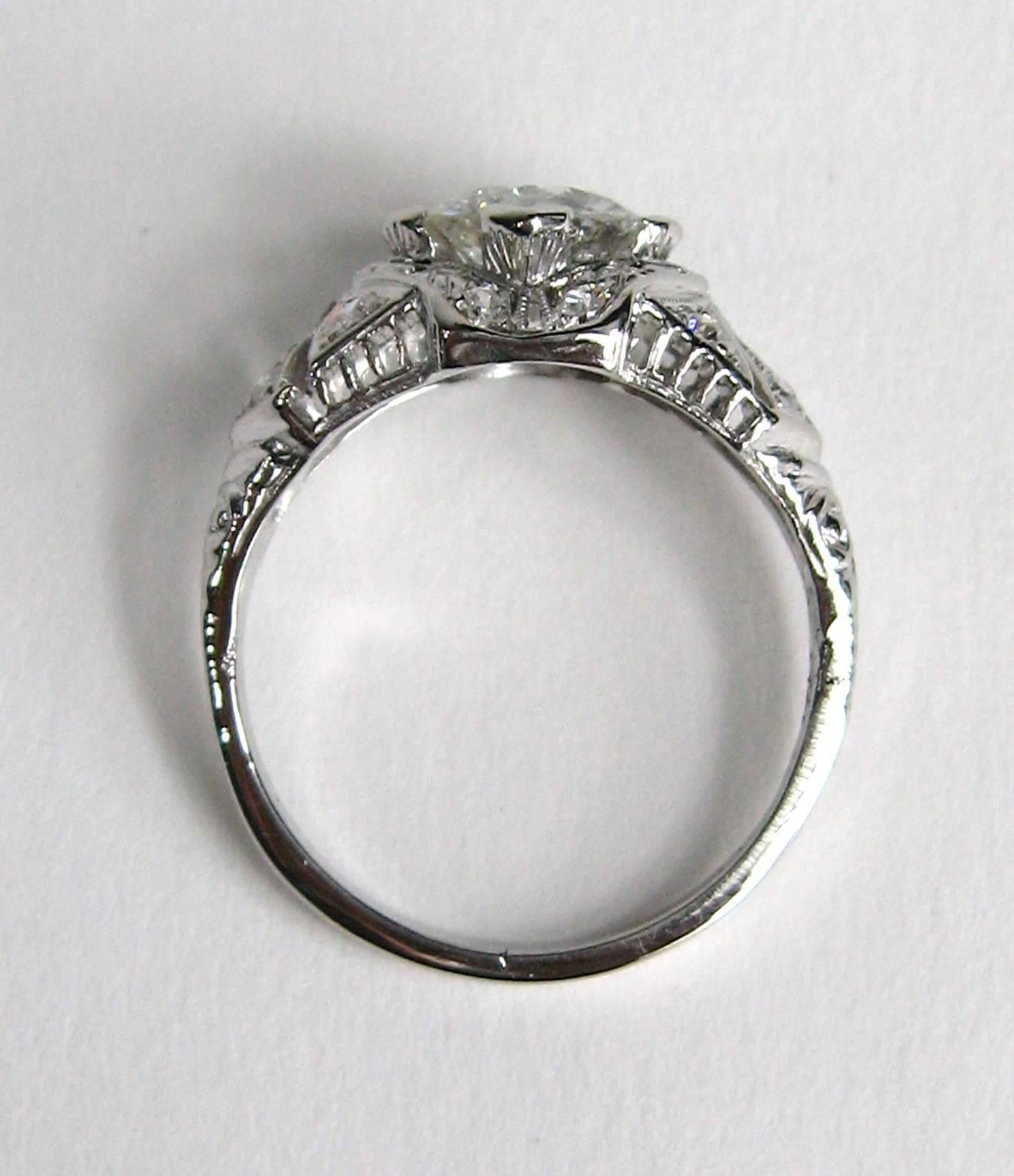 Antique Platinum 1 Carat Diamond Engagement Ring GIA Certified 2